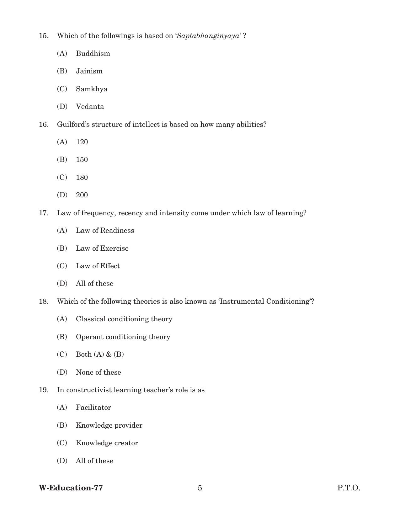 Odisha CPET 2022 EDUCATION Question Paper - Page 5