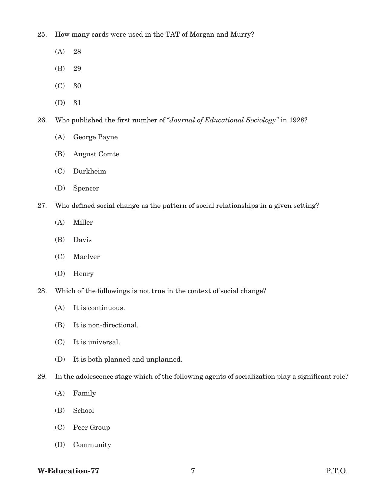 Odisha CPET 2022 EDUCATION Question Paper - Page 7