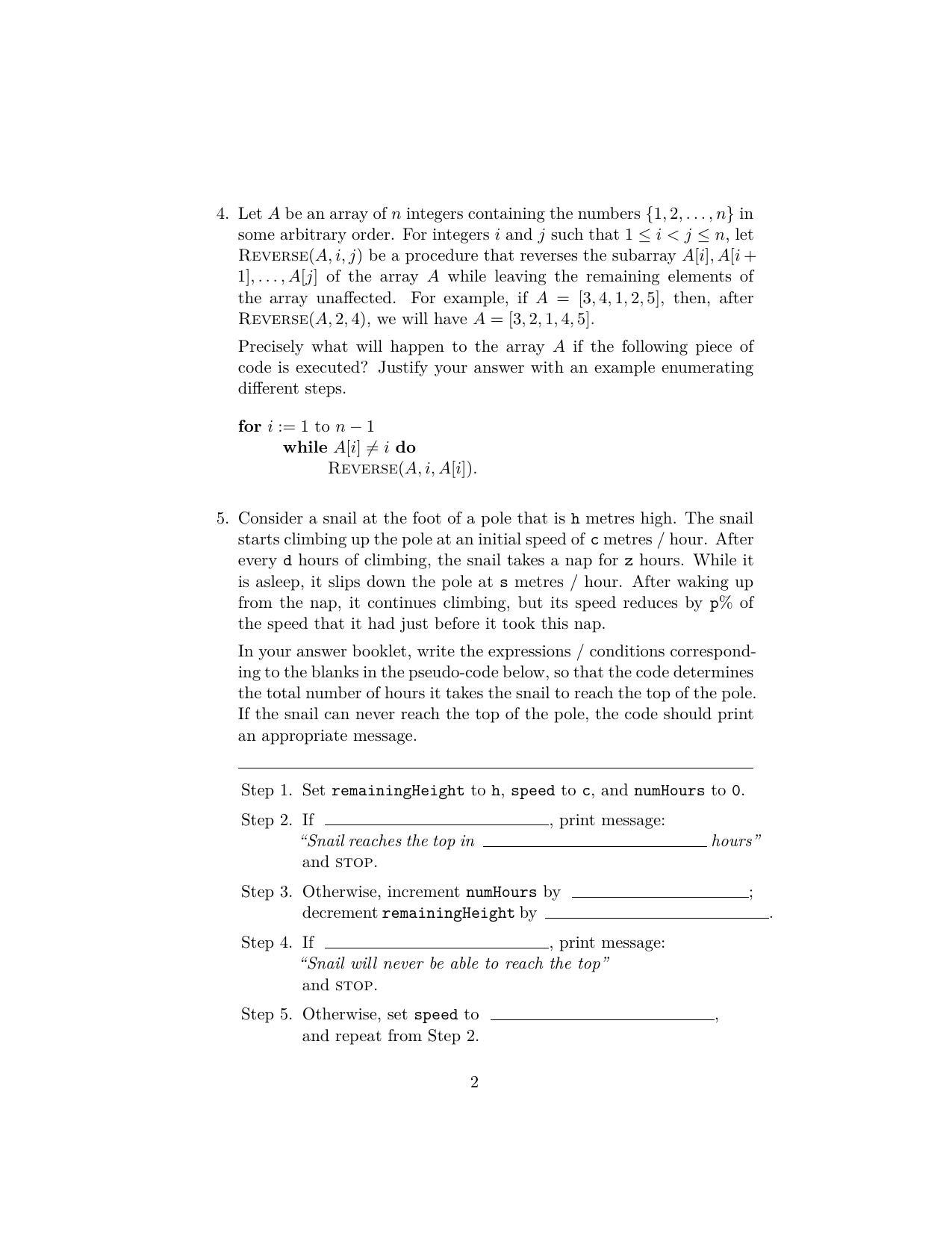 ISI Admission Test JRF in Computer Science CSA 2023 Sample Paper - Page 2