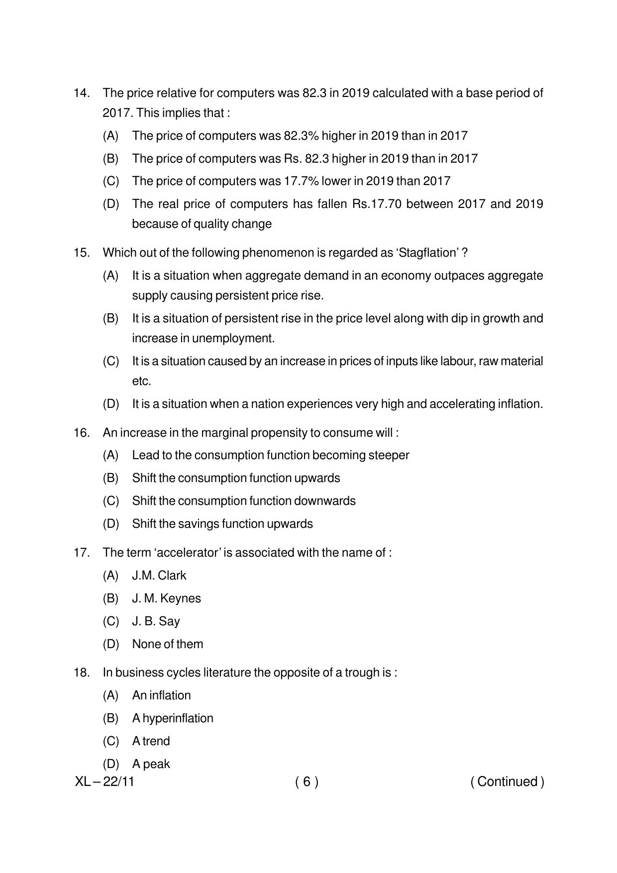 Odisha CPET ECONOMICS 2020 Question Paper - Page 6