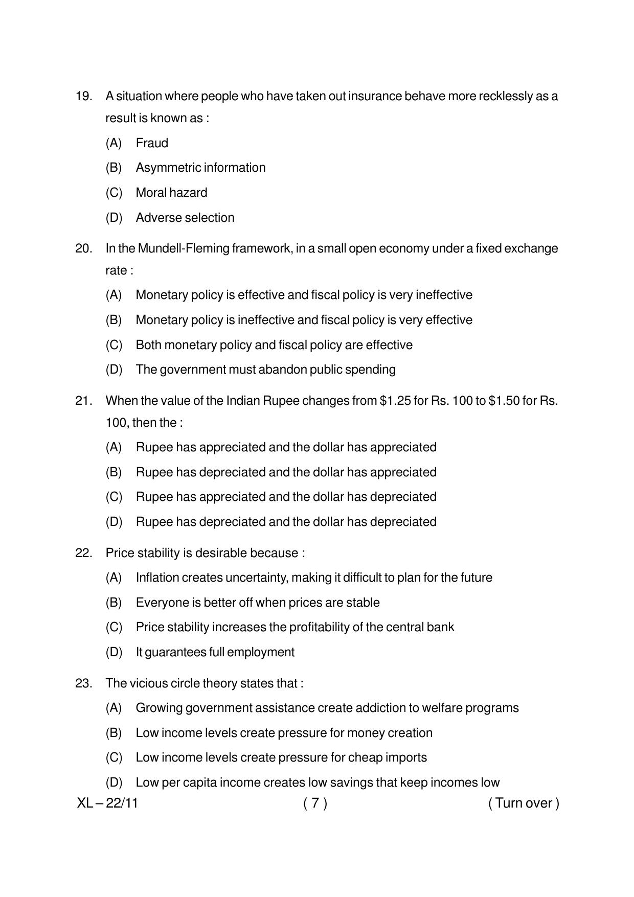 Odisha CPET ECONOMICS 2020 Question Paper - Page 7