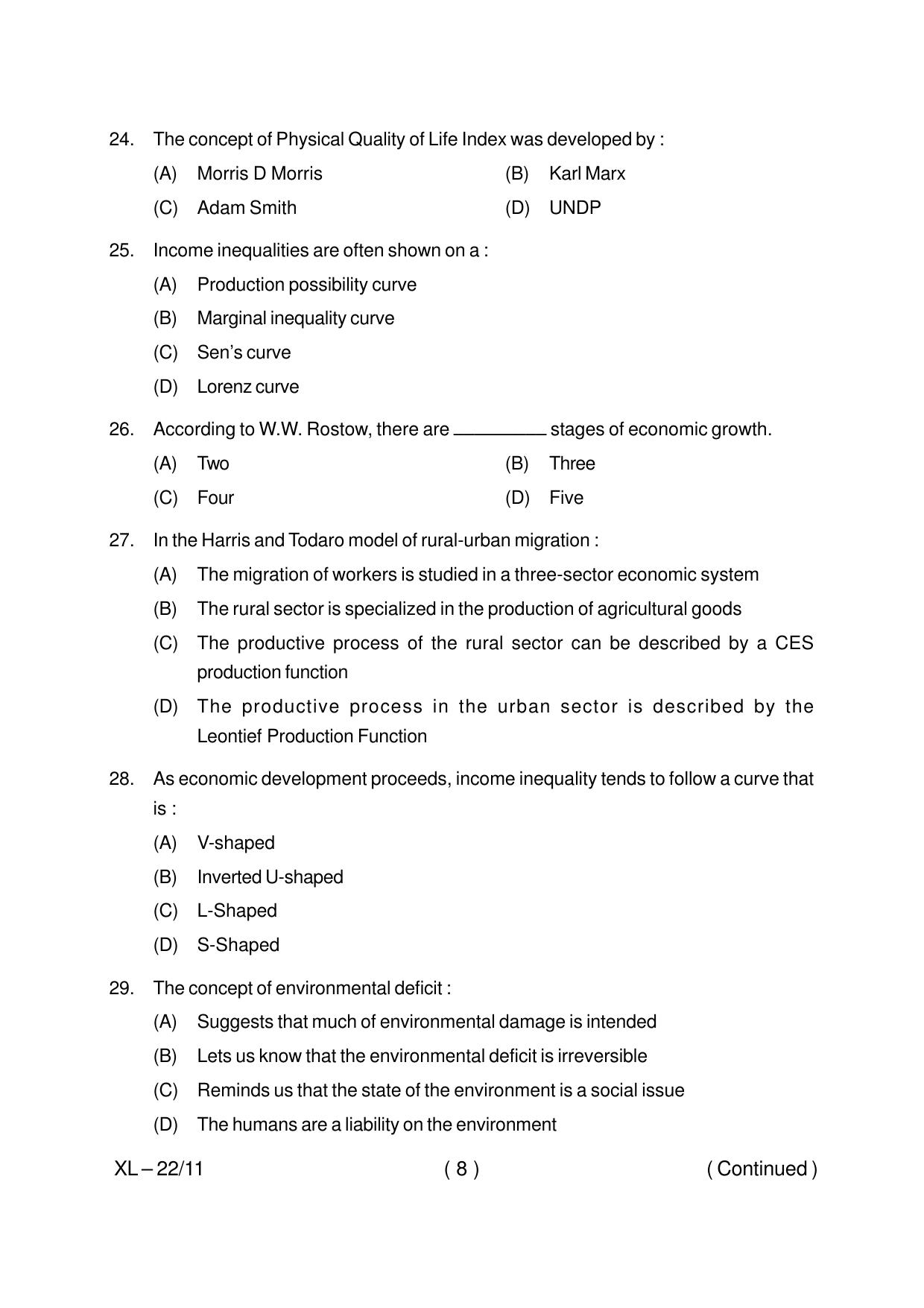 Odisha CPET ECONOMICS 2020 Question Paper - Page 8