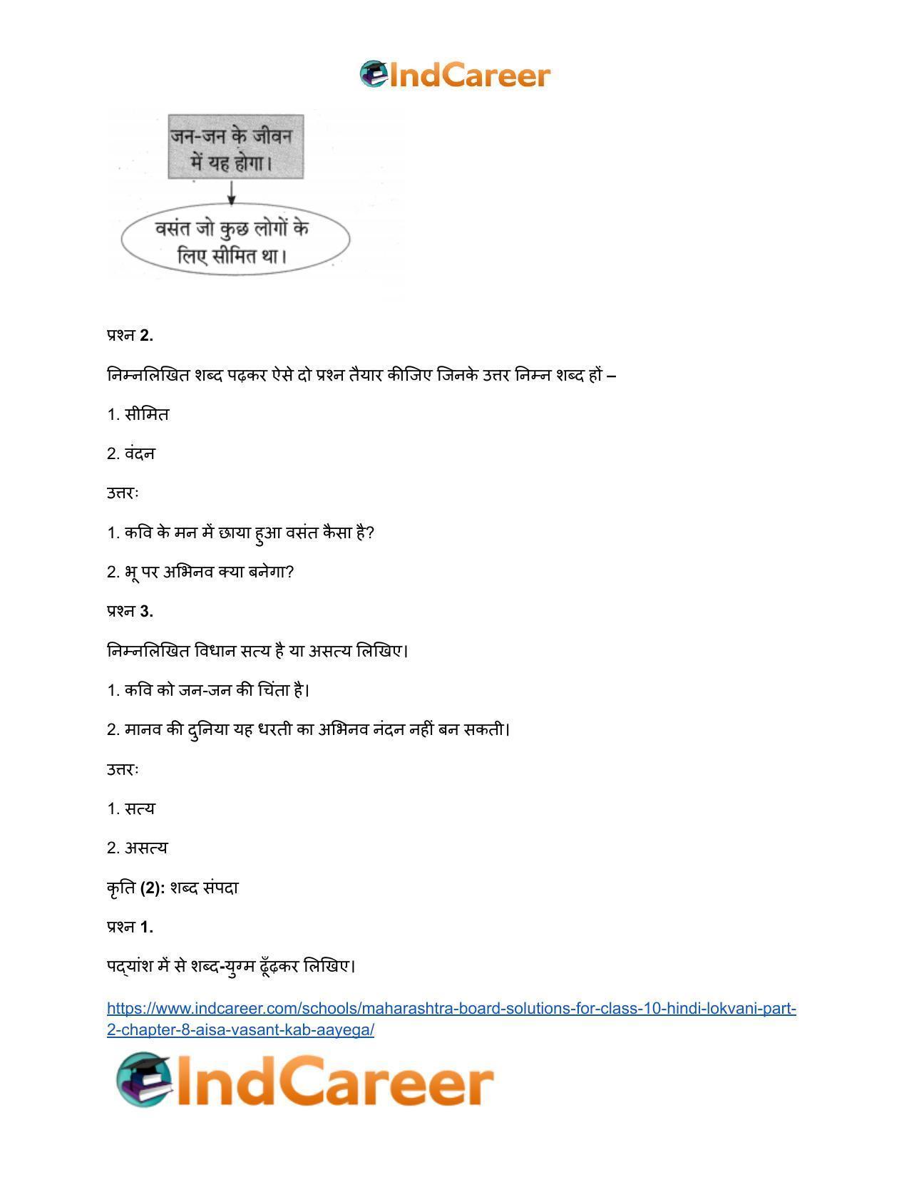 Maharashtra Board Solutions for Class 10- Hindi Lokvani (Part 2): Chapter 8- ऐसा वसंत कब आएगा? - Page 23