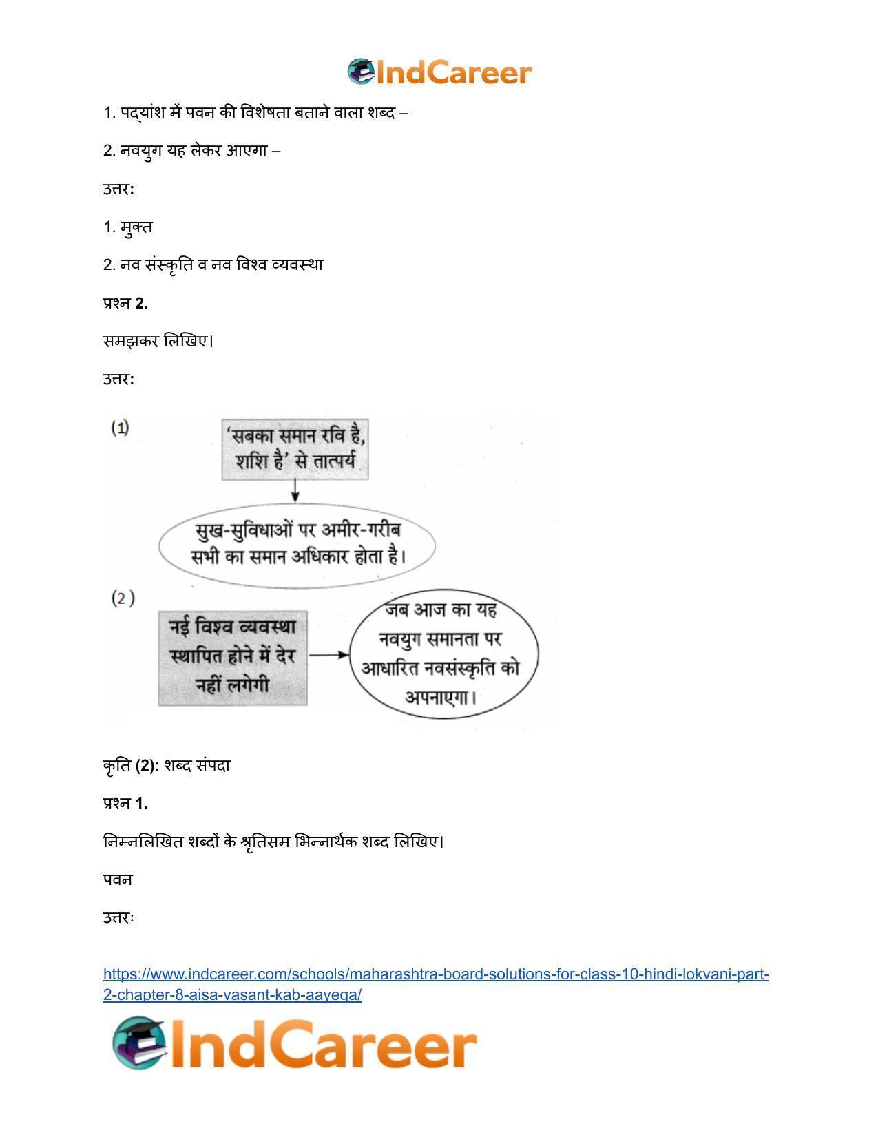 Maharashtra Board Solutions for Class 10- Hindi Lokvani (Part 2): Chapter 8- ऐसा वसंत कब आएगा? - Page 26