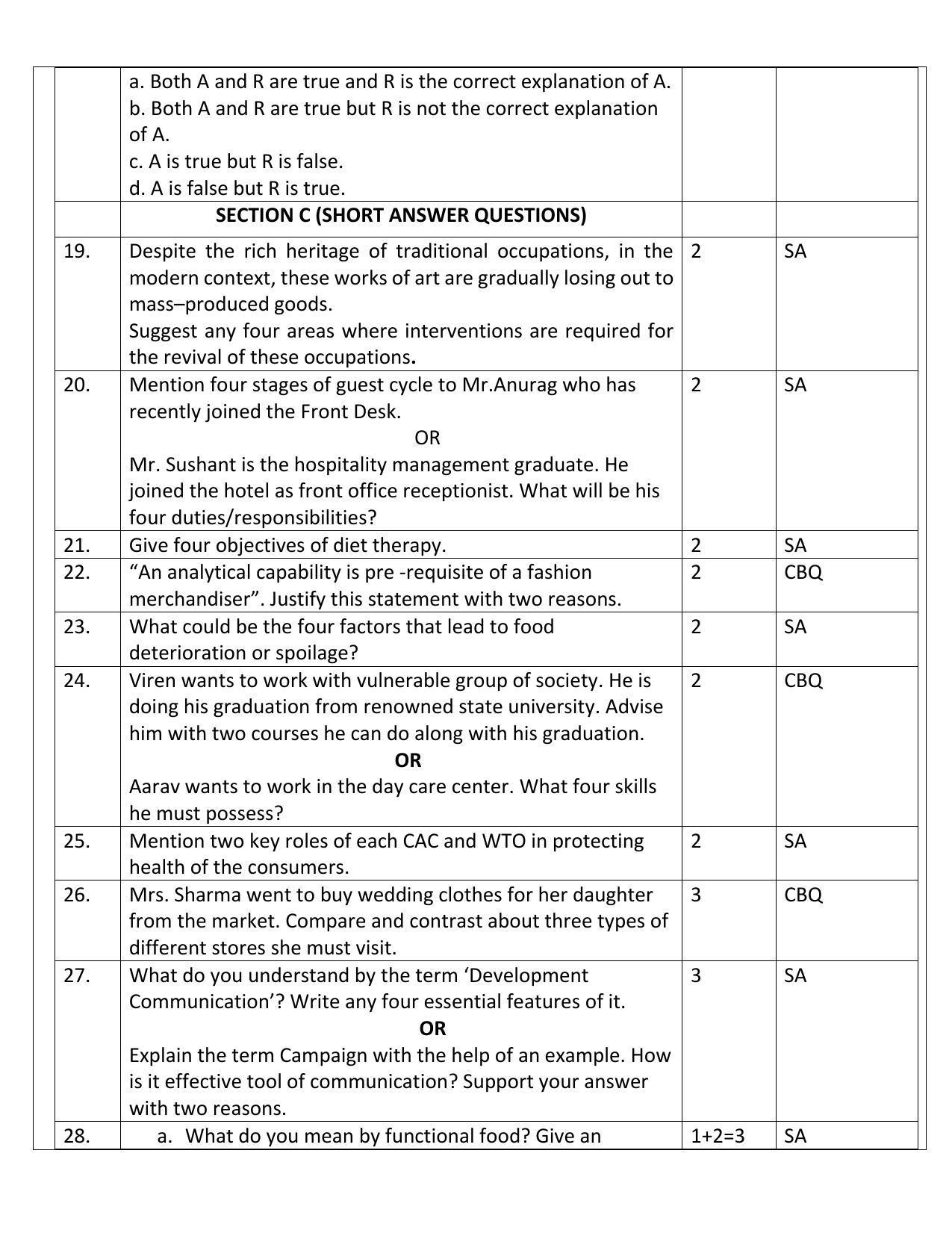 CBSE Class 12 Home Science Sample Paper 2024 - Page 6