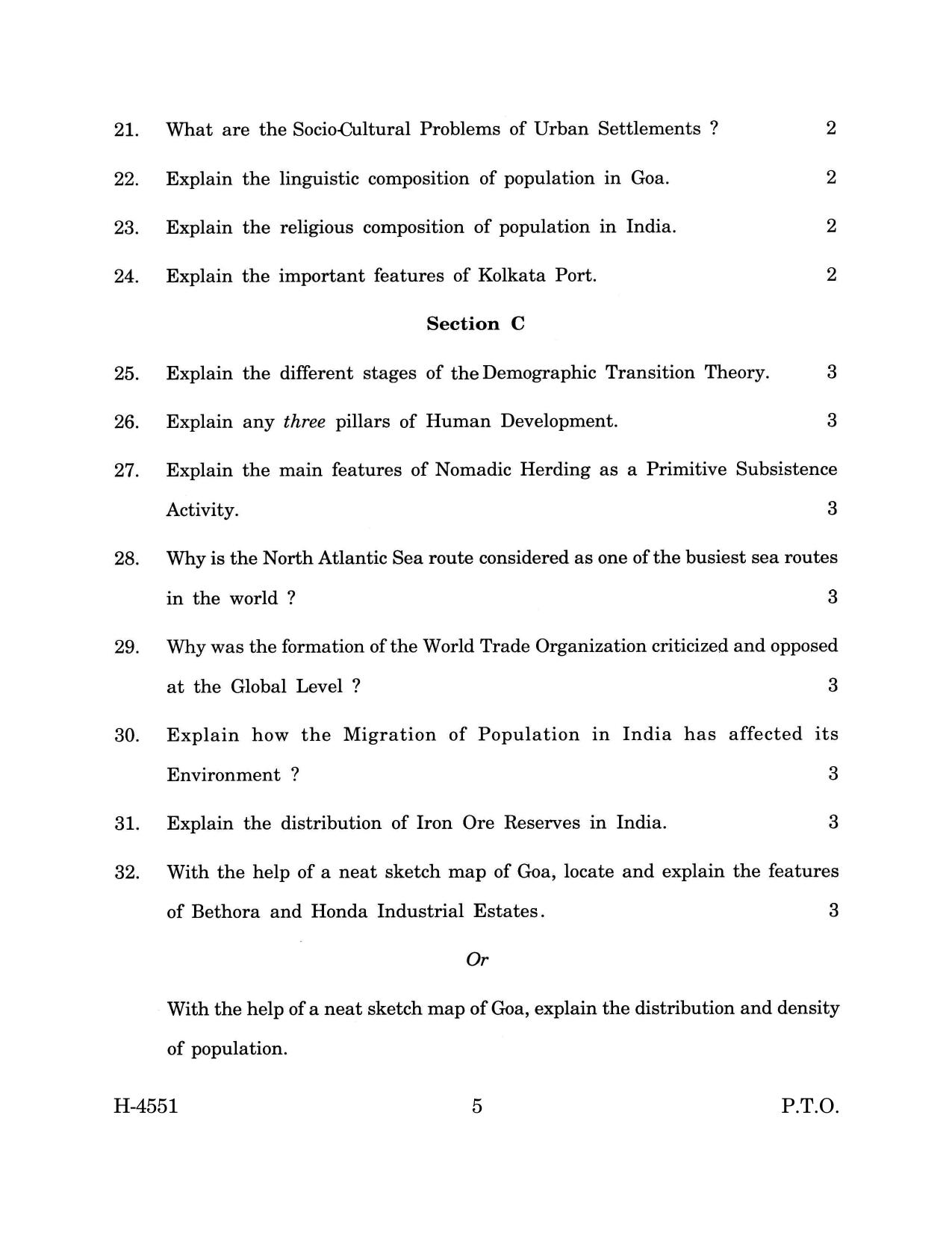 Goa Board Class 12 Geography (March 2024) Question Paper - Page 5