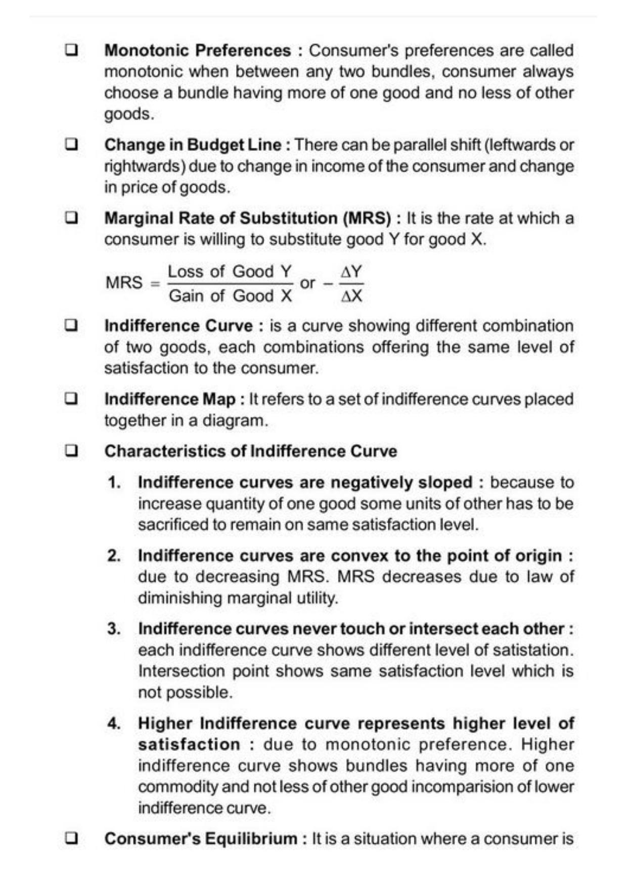 Class 11 Notes, Question & Practice Paper - Economics (Topic 2(B) : Consumers Equilibrium and Demand) - Page 3