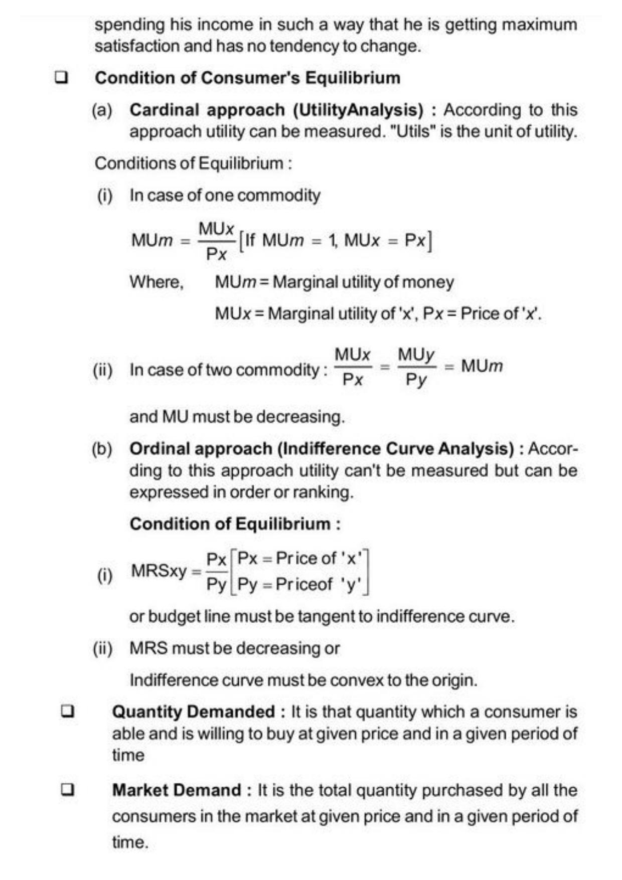 Class 11 Notes, Question & Practice Paper - Economics (Topic 2(B) : Consumers Equilibrium and Demand) - Page 4