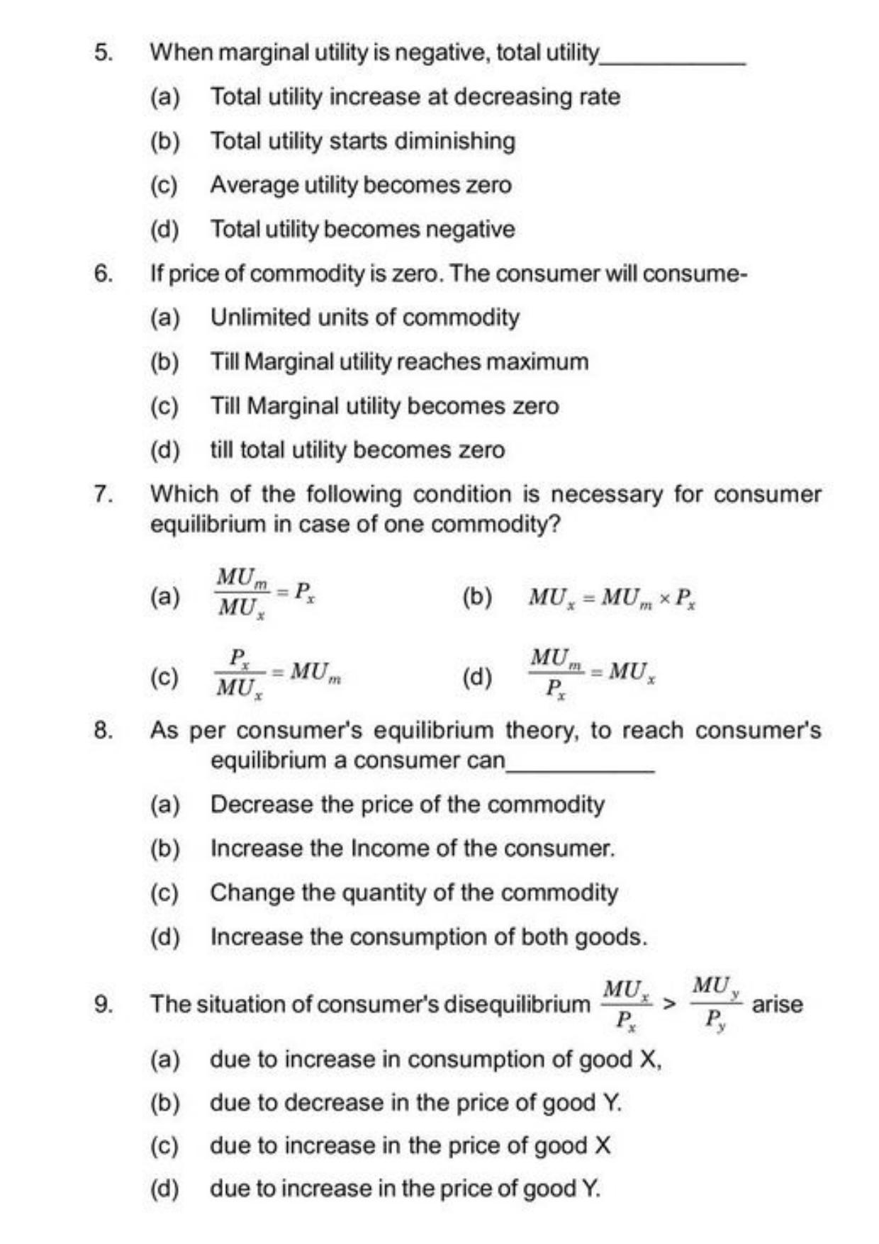 Class 11 Notes, Question & Practice Paper - Economics (Topic 2(B) : Consumers Equilibrium and Demand) - Page 9