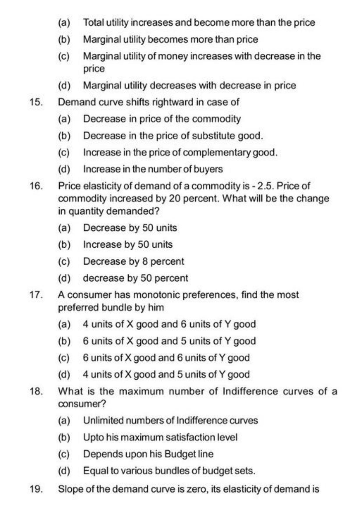 Class 11 Notes, Question & Practice Paper - Economics (Topic 2(B) : Consumers Equilibrium and Demand) - Page 11