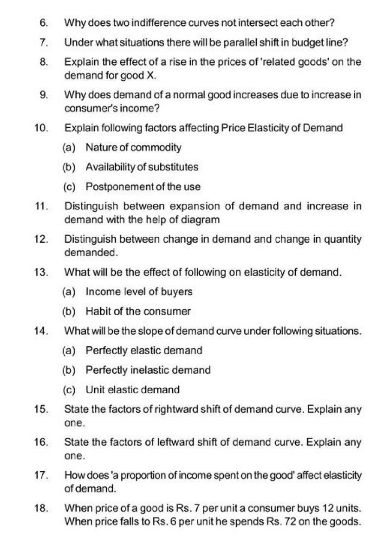 Class 11 Notes, Question & Practice Paper - Economics (Topic 2(B) : Consumers Equilibrium and Demand) - Page 13