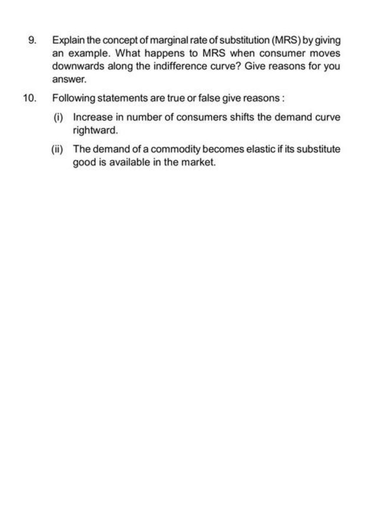 Class 11 Notes, Question & Practice Paper - Economics (Topic 2(B) : Consumers Equilibrium and Demand) - Page 16