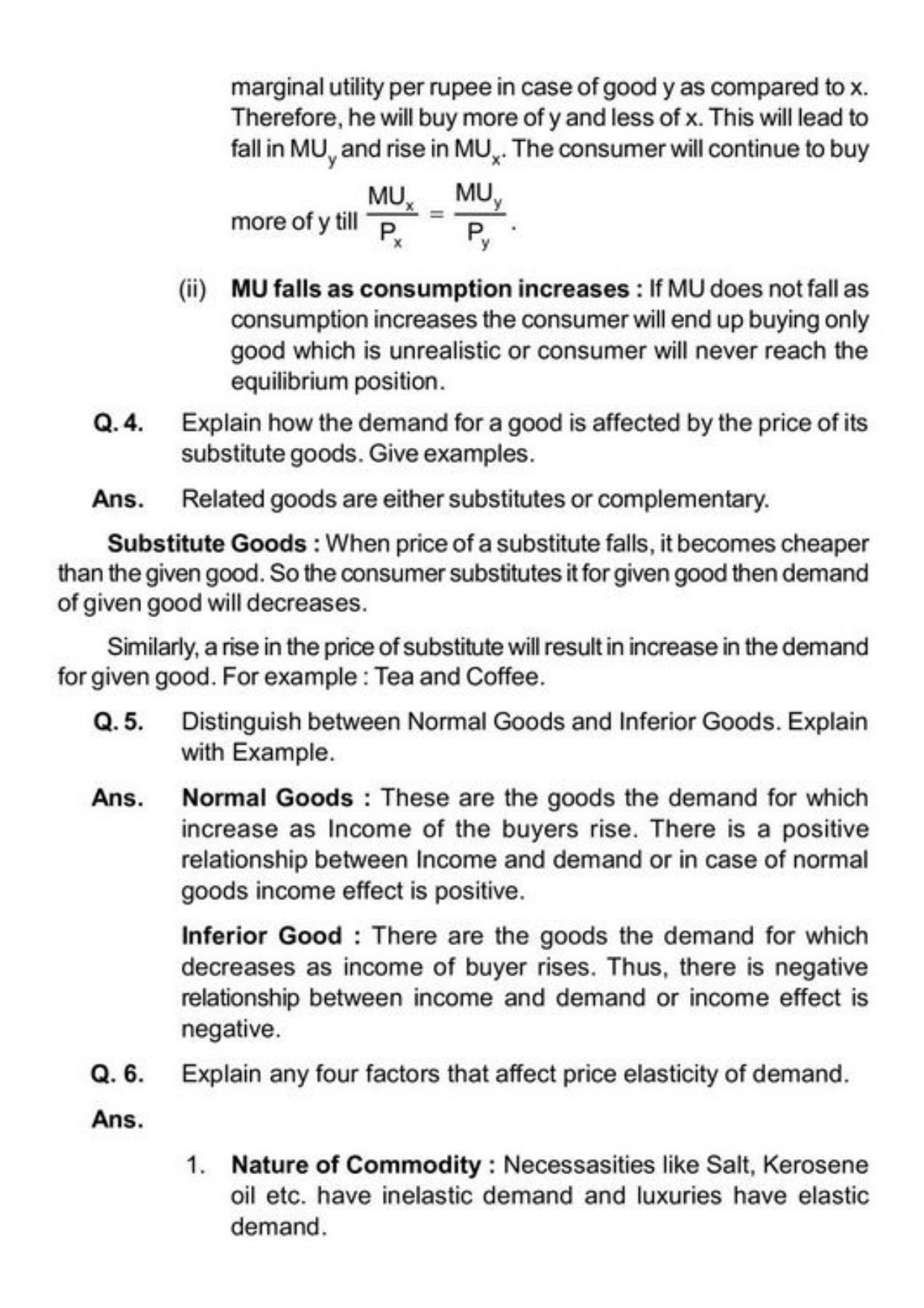 Class 11 Notes, Question & Practice Paper - Economics (Topic 2(B) : Consumers Equilibrium and Demand) - Page 19