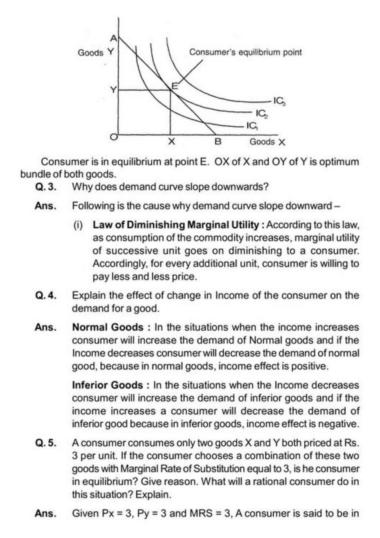 Class 11 Notes, Question & Practice Paper - Economics (Topic 2(B) : Consumers Equilibrium and Demand) - Page 22