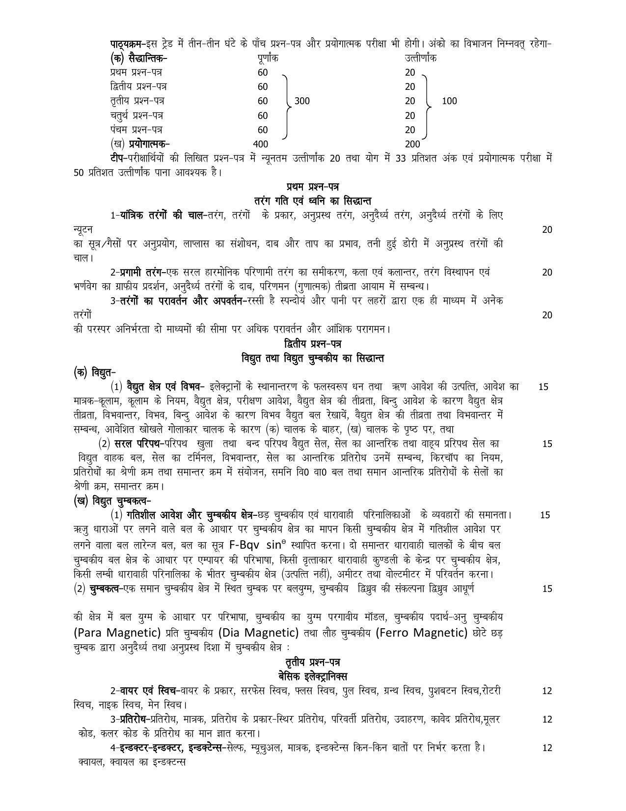 UP Board 11th Syllabus Trade-12 Radio & Colour Television Technique - Page 2