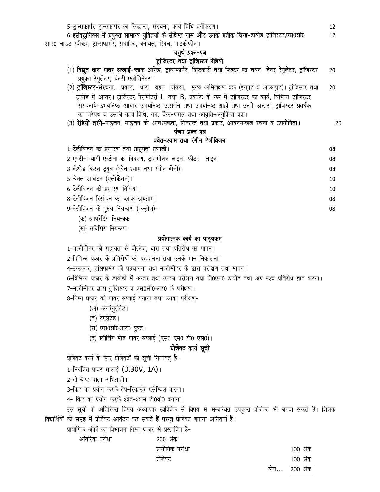 UP Board 11th Syllabus Trade-12 Radio & Colour Television Technique - Page 3