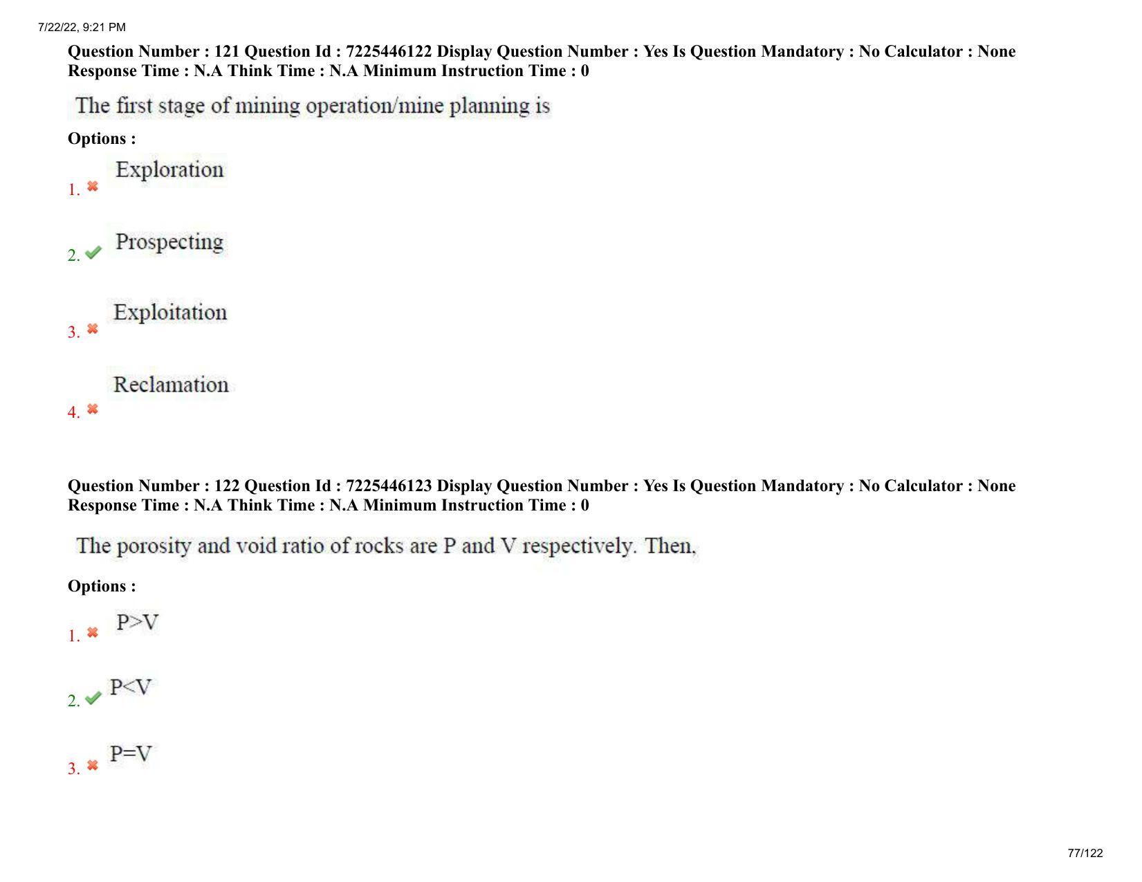 AP ECET 2022 - MINING ENGINEERING Question Paper With Preliminary Keys - Page 77