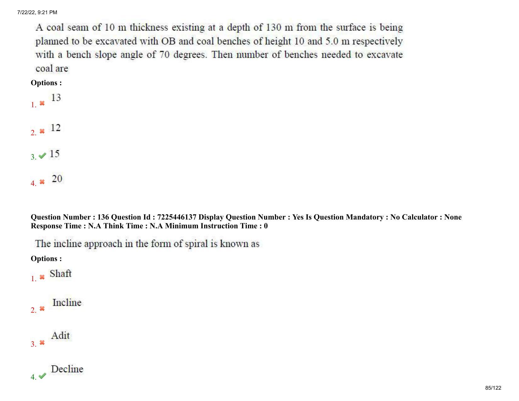 AP ECET 2022 - MINING ENGINEERING Question Paper With Preliminary Keys - Page 85