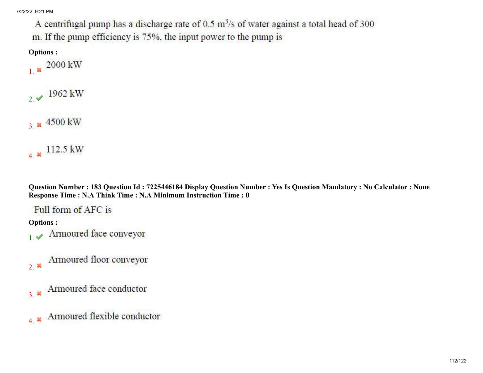 AP ECET 2022 - MINING ENGINEERING Question Paper With Preliminary Keys - Page 112