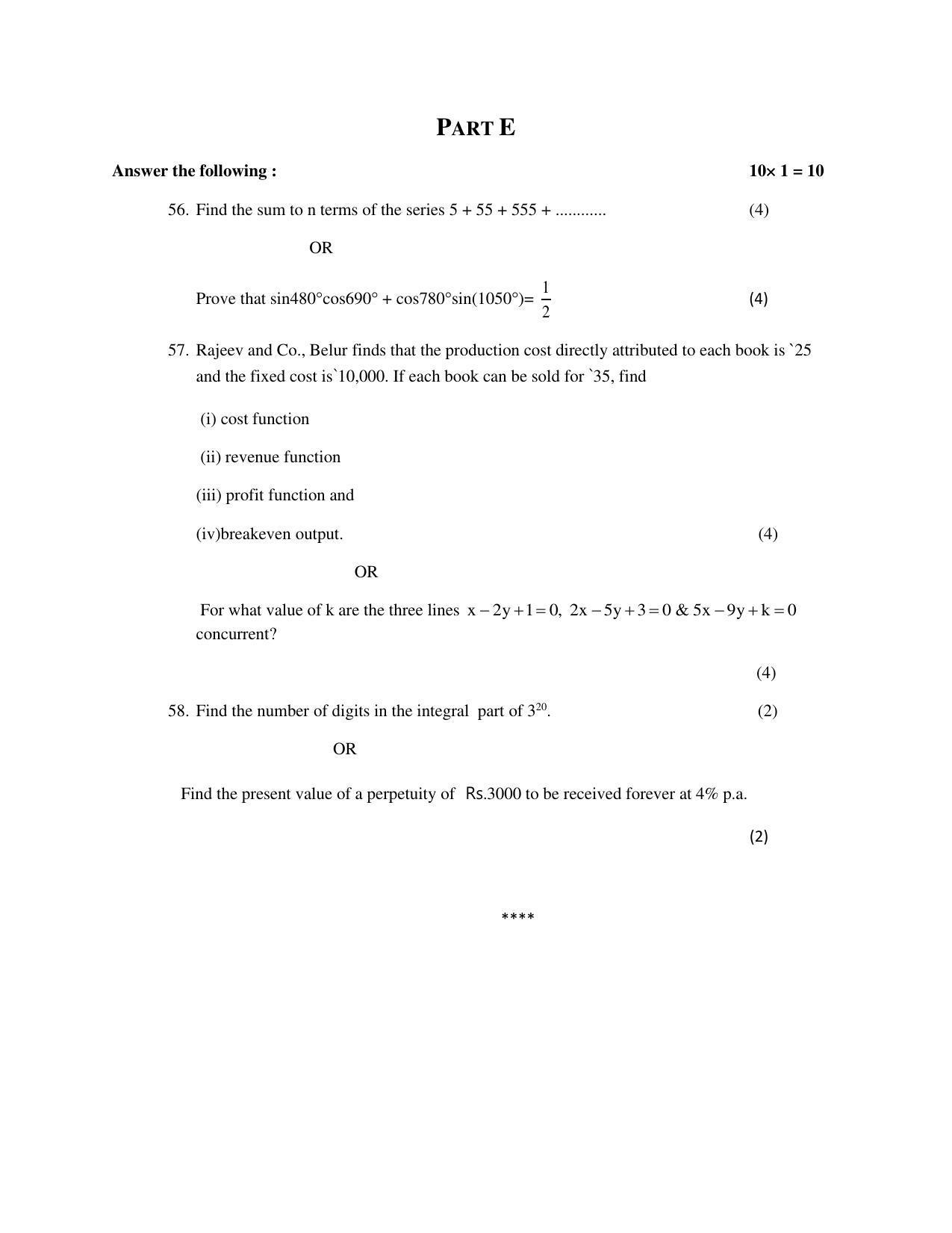 Karnataka 1st PUC BASIC MATHS Model Question Paper - Page 7
