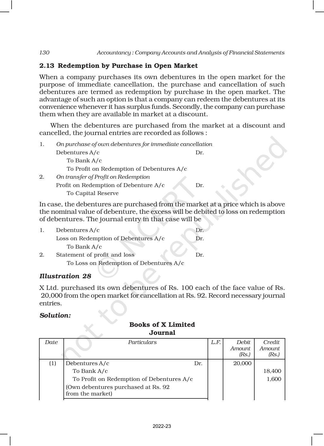 NCERT Book for Class 12 Accountancy Part II Chapter 1 Issue and Redemption of Debentures - Page 56