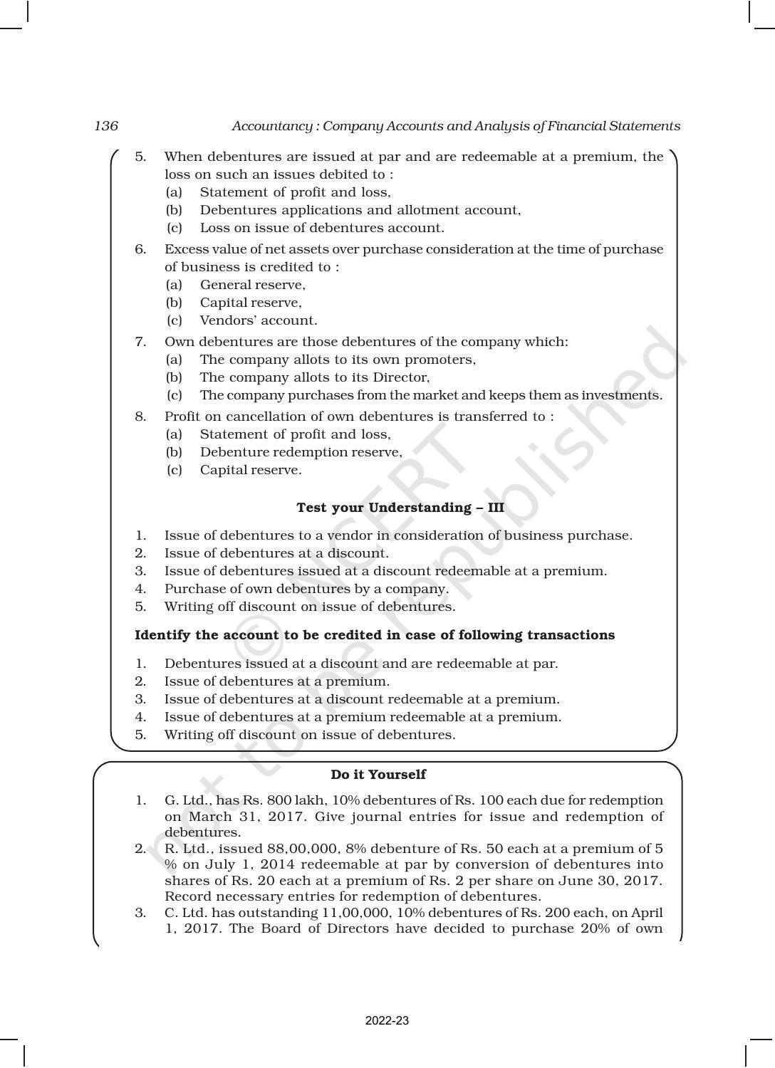 NCERT Book for Class 12 Accountancy Part II Chapter 1 Issue and Redemption of Debentures - Page 62