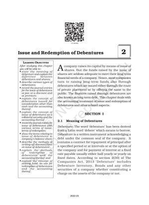 NCERT Book for Class 12 Accountancy Part II Chapter 1 Issue and Redemption of Debentures