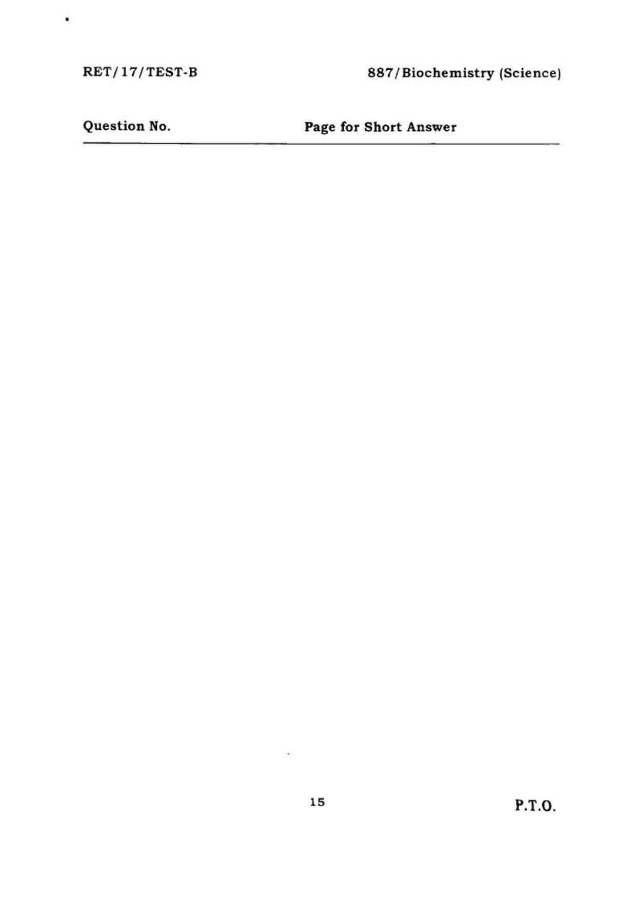 BHU RET BIOCHEMISTRY SCIENCE 2017 Question Paper - Page 16