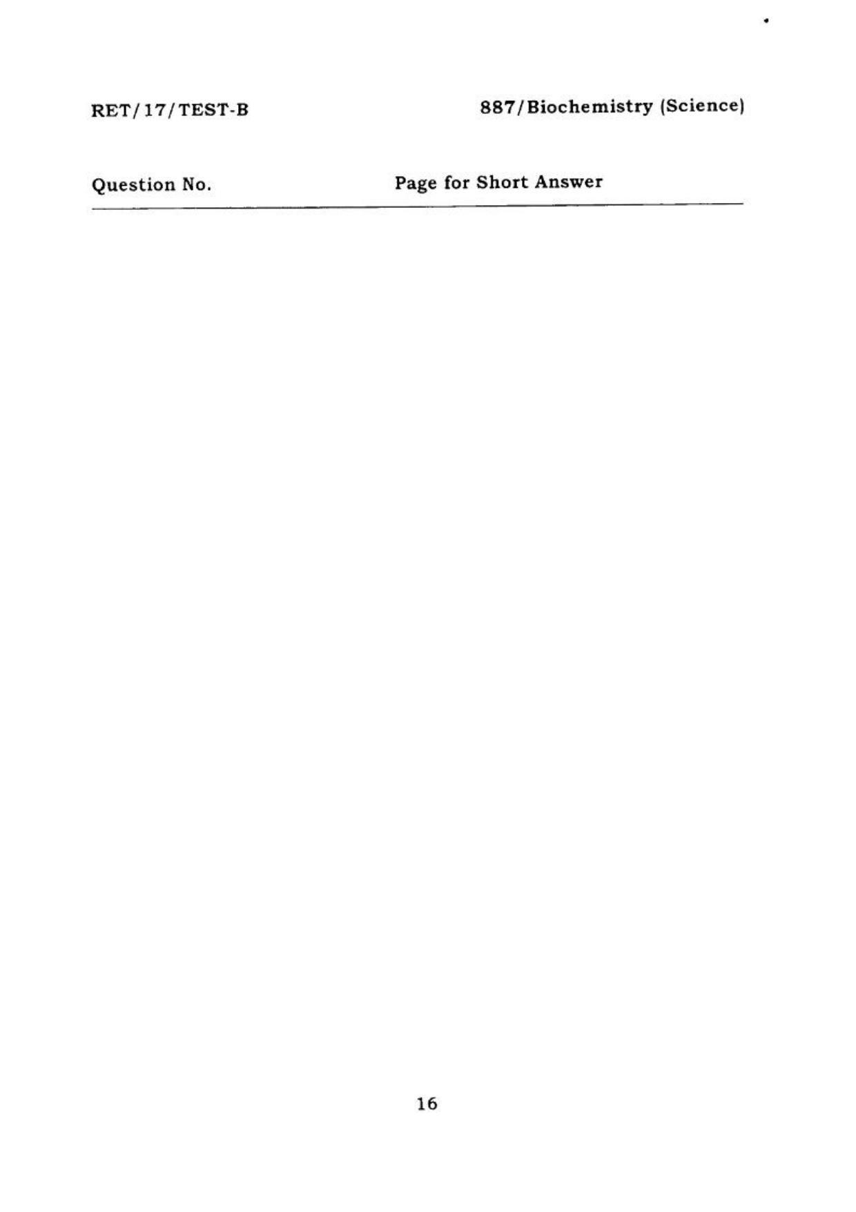 BHU RET BIOCHEMISTRY SCIENCE 2017 Question Paper - Page 17