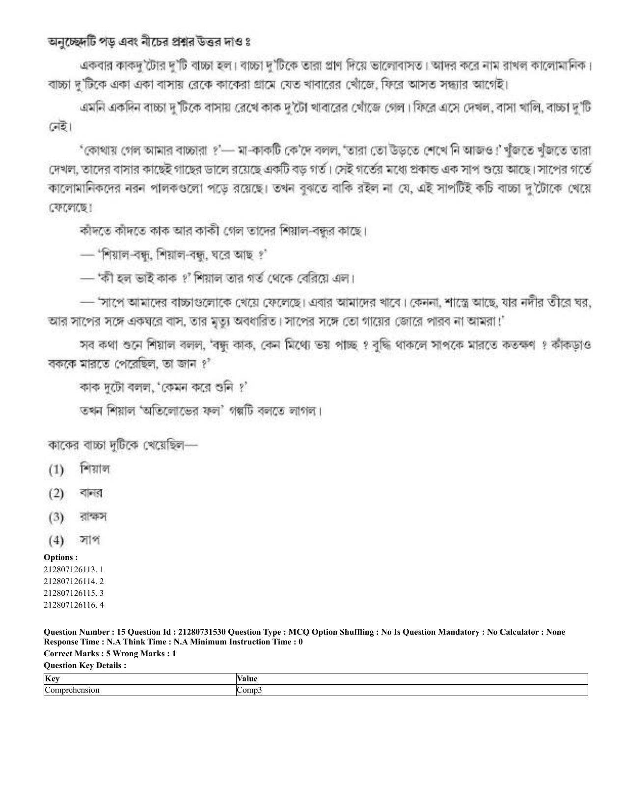 CUET 2023 English Bengali Shift 3 Question Papers - Page 15