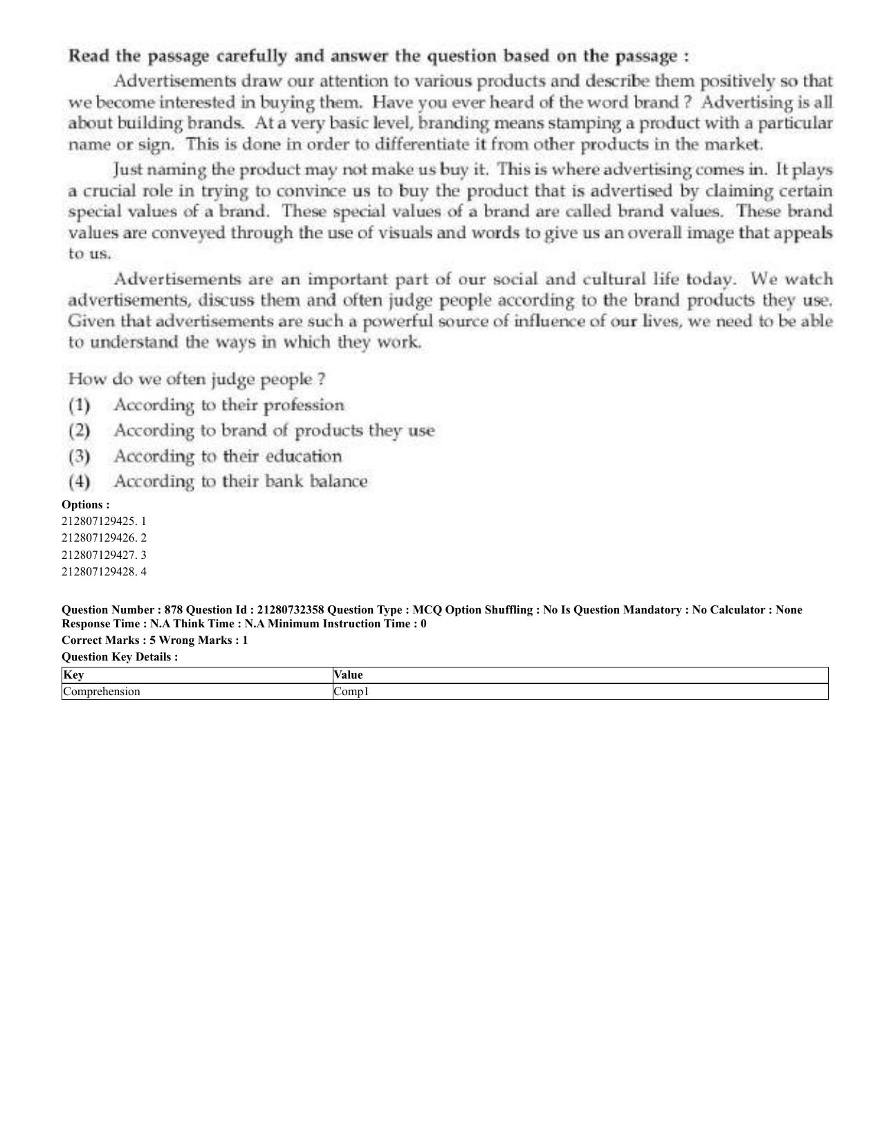 CUET 2023 English Bengali Shift 3 Question Papers - Page 432