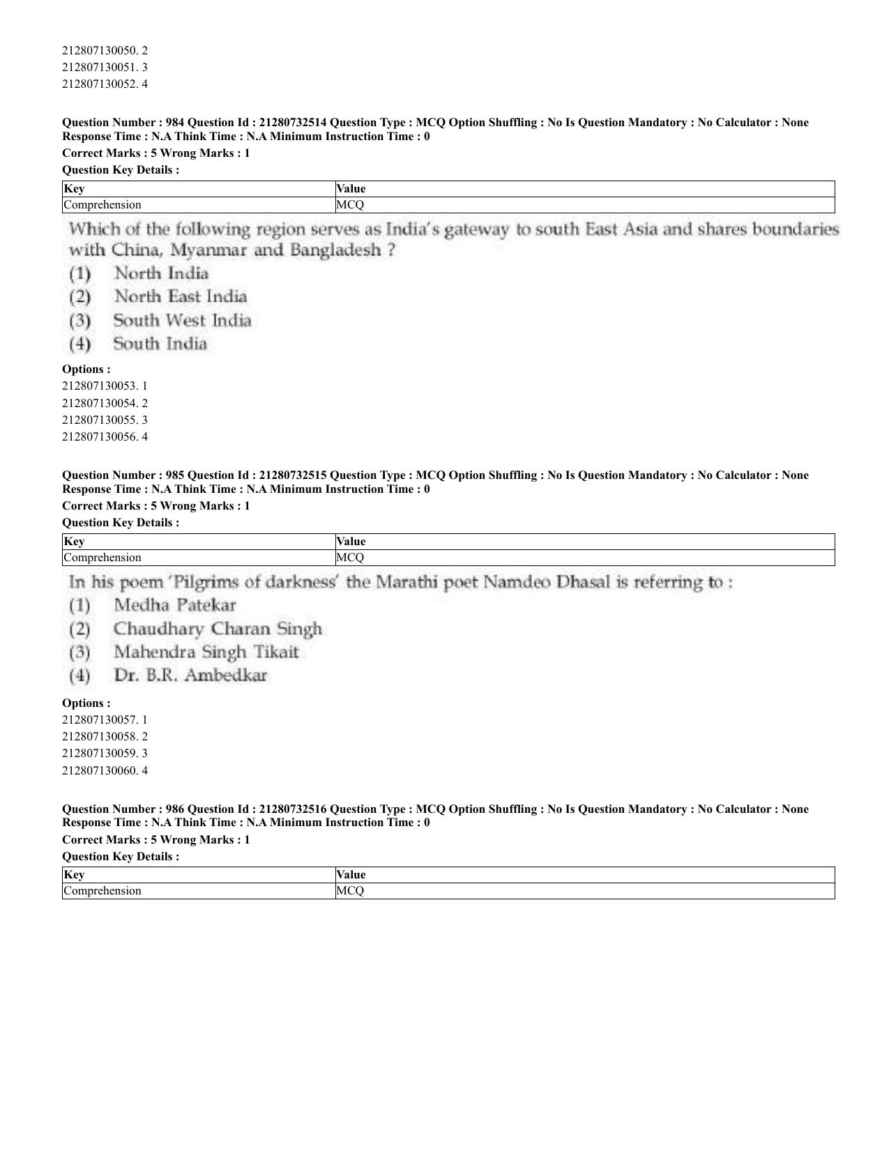 CUET 2023 English Bengali Shift 3 Question Papers - Page 487