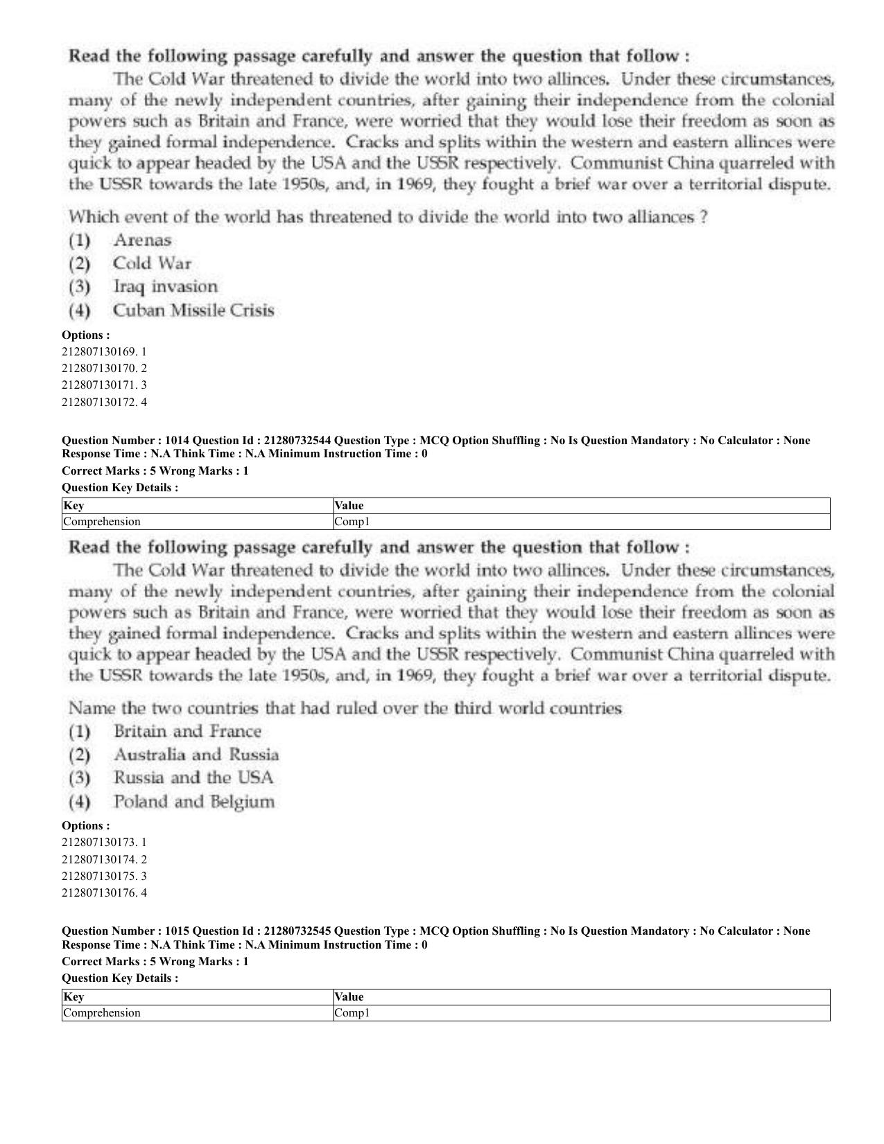 CUET 2023 English Bengali Shift 3 Question Papers - Page 499