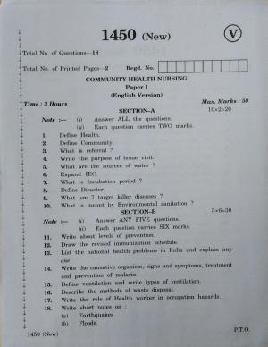 AP Inter 2nd Year Vocational Question Paper March - 2020 - Community Health Nursing-I