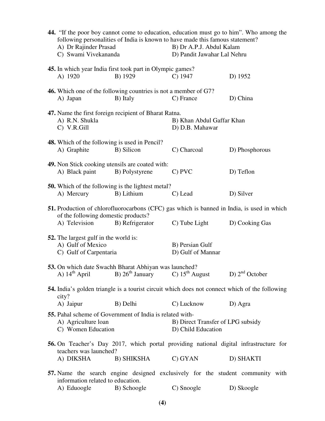 Chandigarh B.Ed 2018 Question Paper - Set C - Page 4