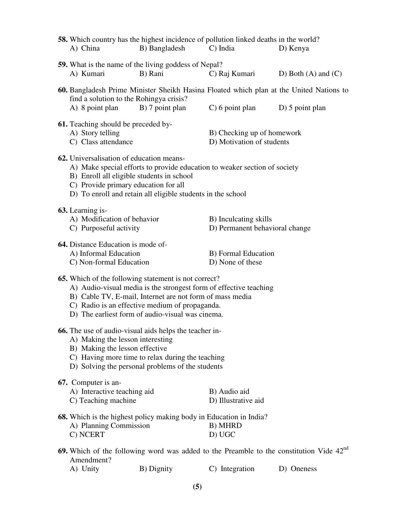 Chandigarh B.Ed 2018 Question Paper - Set C - Page 5
