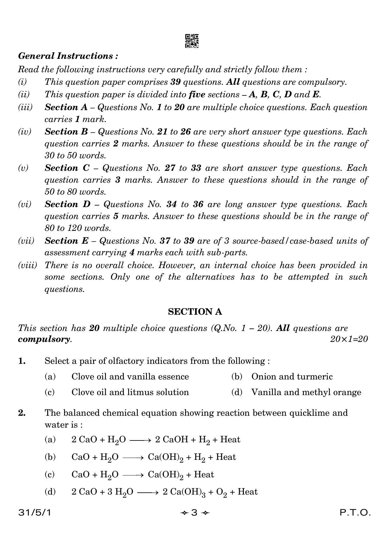 CBSE Class 10 31-5-1 Science 2023 Question Paper - Page 3