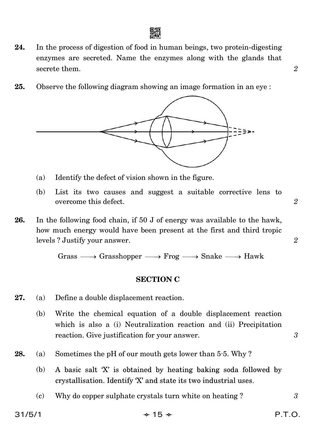 CBSE Class 10 31-5-1 Science 2023 Question Paper - Page 15