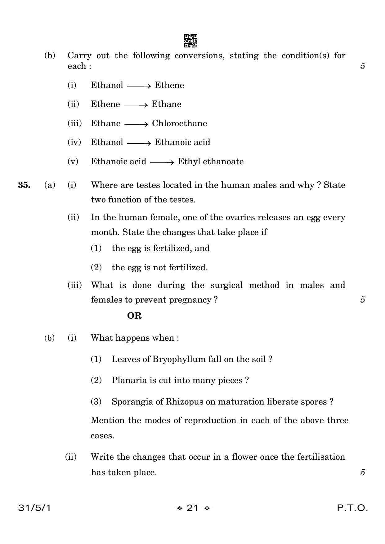 CBSE Class 10 31-5-1 Science 2023 Question Paper - Page 21