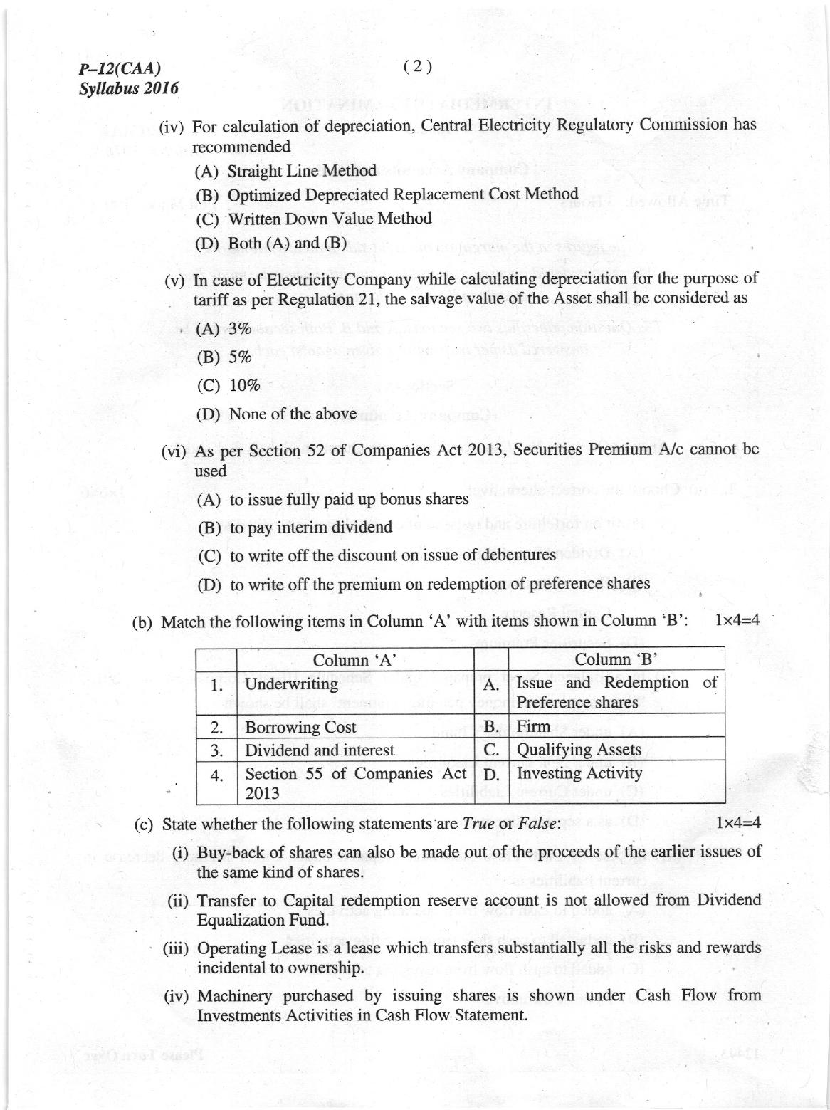 ICMAI June 2019 Company Accounts and Audit Question Paper - Page 2