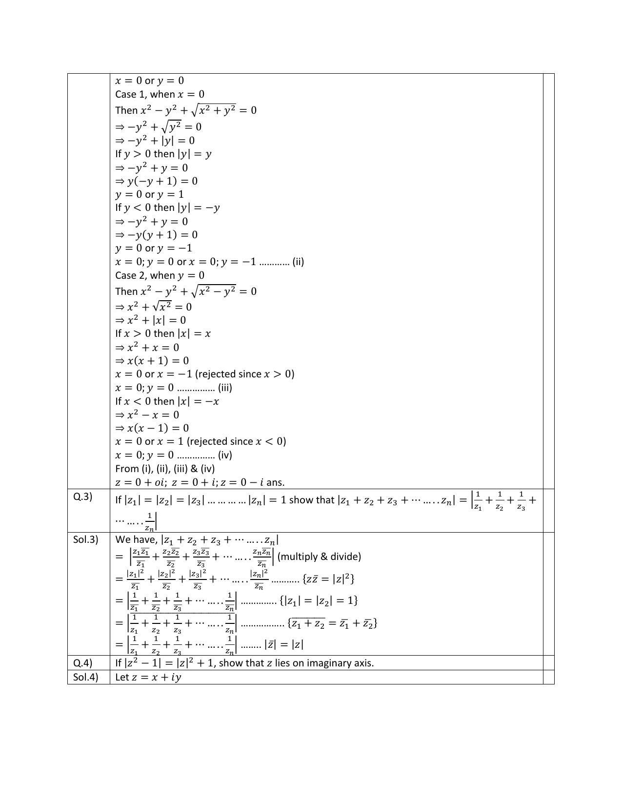 CBSE Worksheets for Class 11 Mathematics Complex Numbers and Quadratic Equation Assignment 4 - Page 2