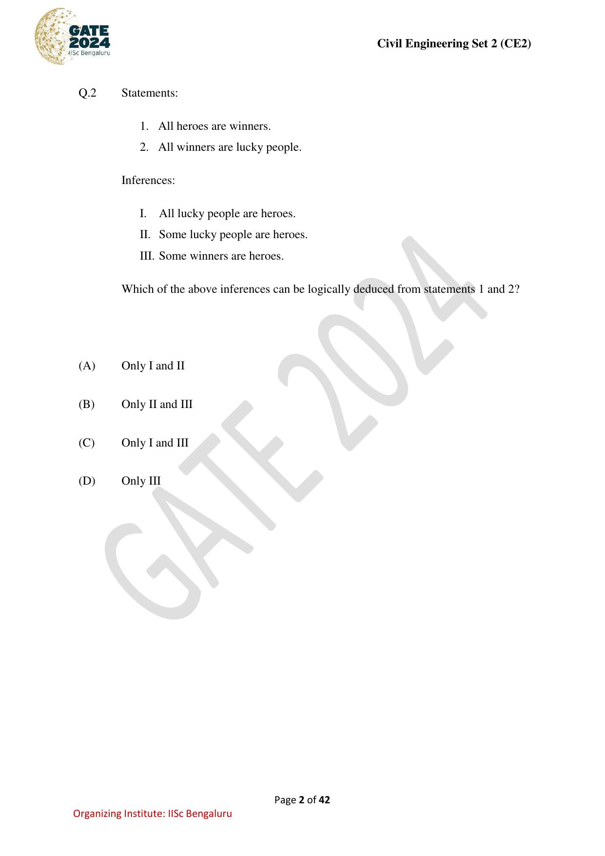 GATE 2024 Civil Engineering (CE-2) (Afternoon) Question Paper - Page 2