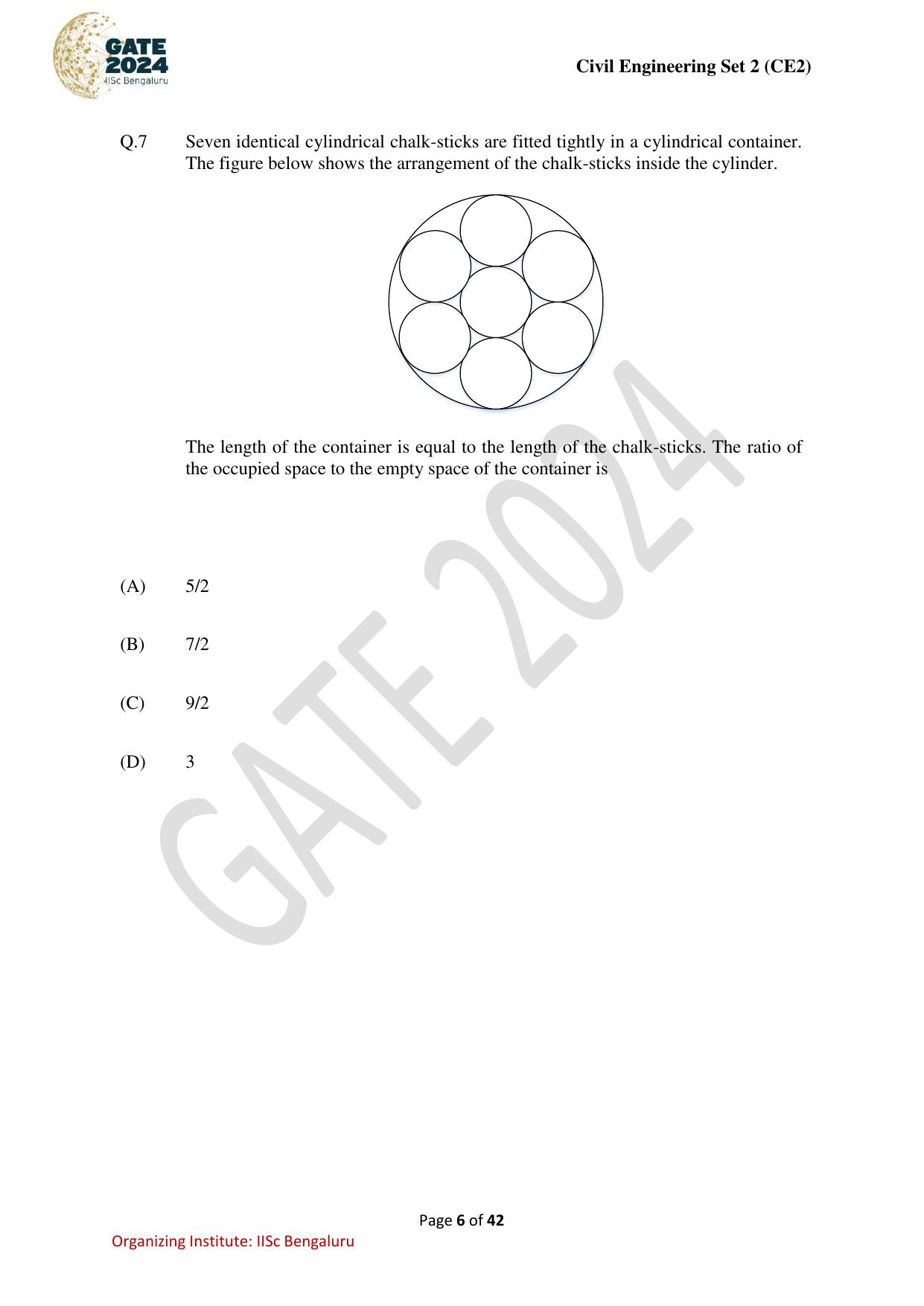 GATE 2024 Civil Engineering (CE-2) (Afternoon) Question Paper - Page 6