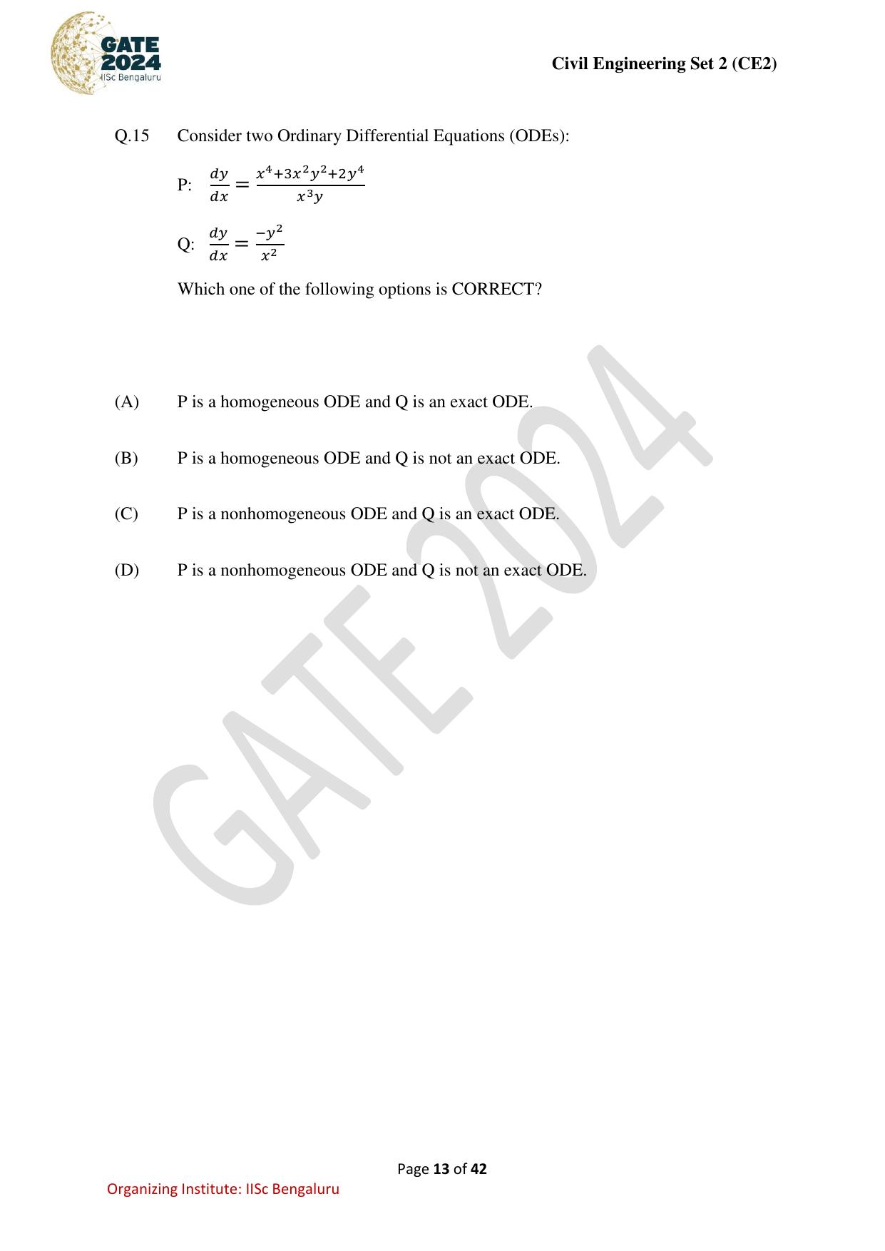 GATE 2024 Civil Engineering (CE-2) (Afternoon) Question Paper - Page 13