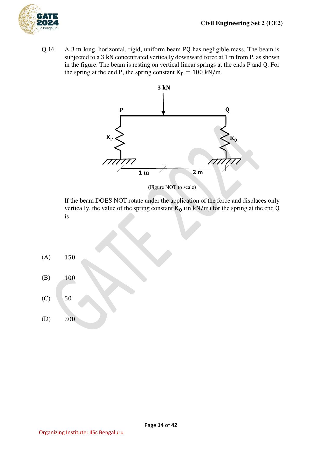 GATE 2024 Civil Engineering (CE-2) (Afternoon) Question Paper - Page 14
