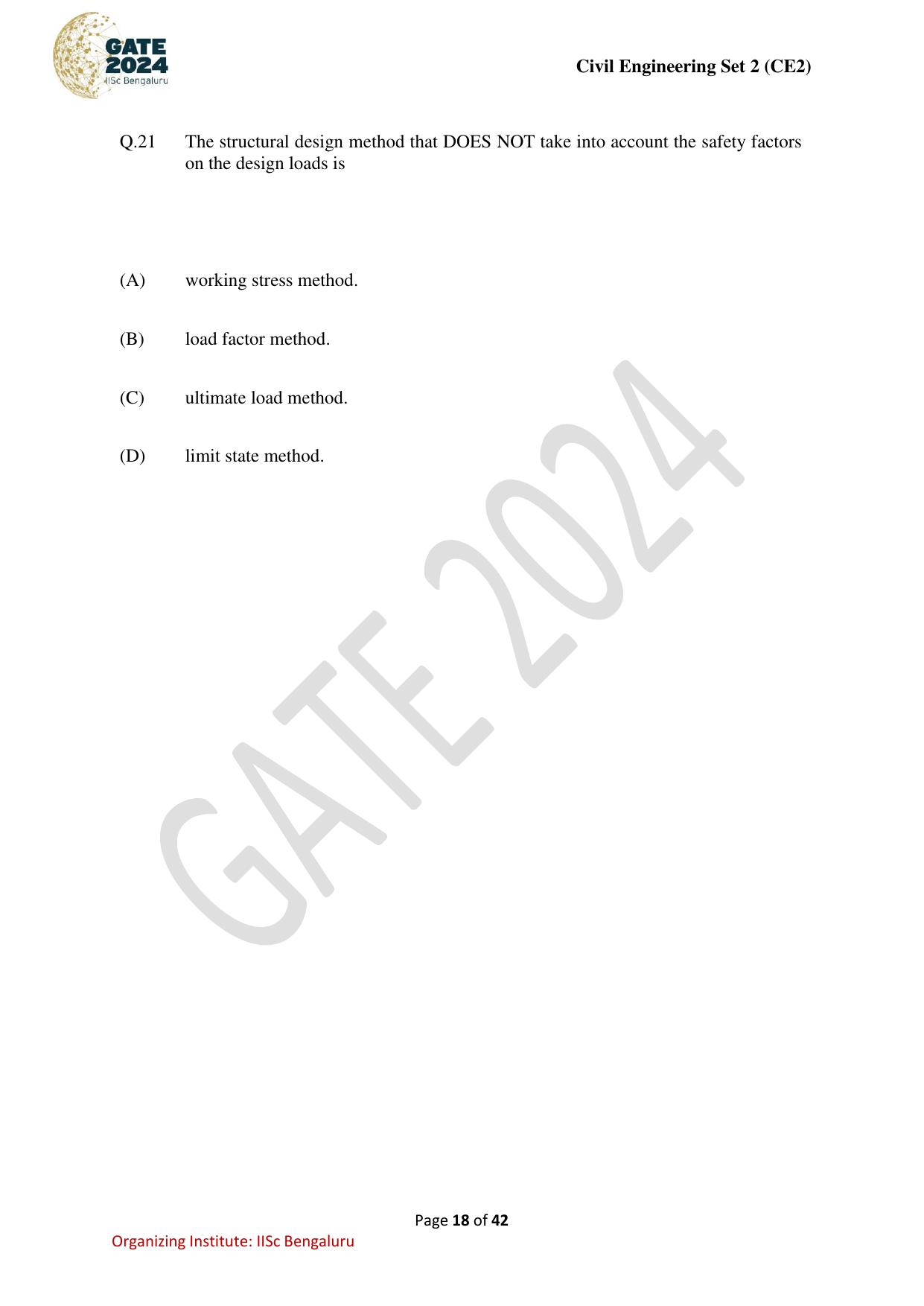 GATE 2024 Civil Engineering (CE-2) (Afternoon) Question Paper - Page 18