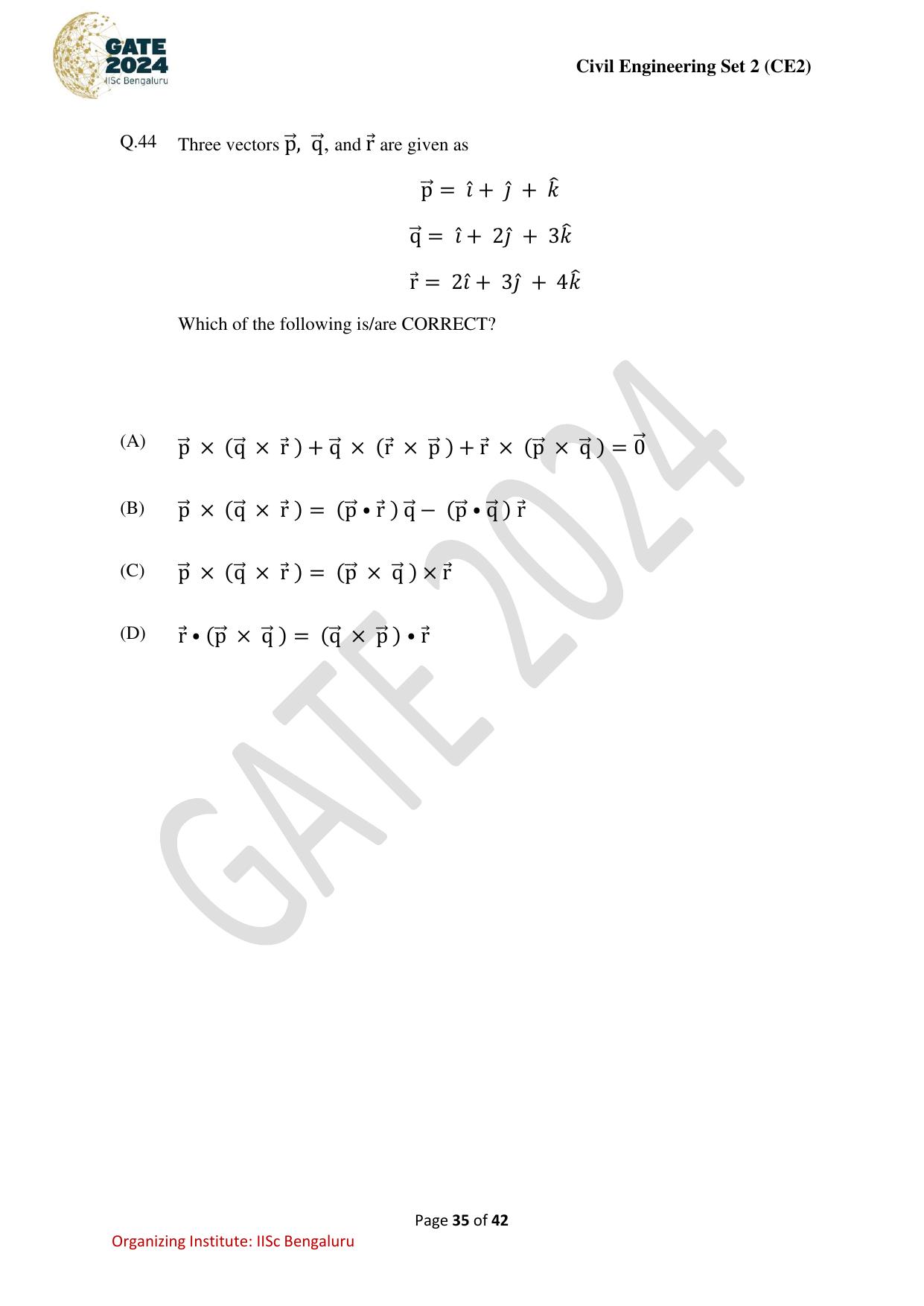 GATE 2024 Civil Engineering (CE-2) (Afternoon) Question Paper - Page 35