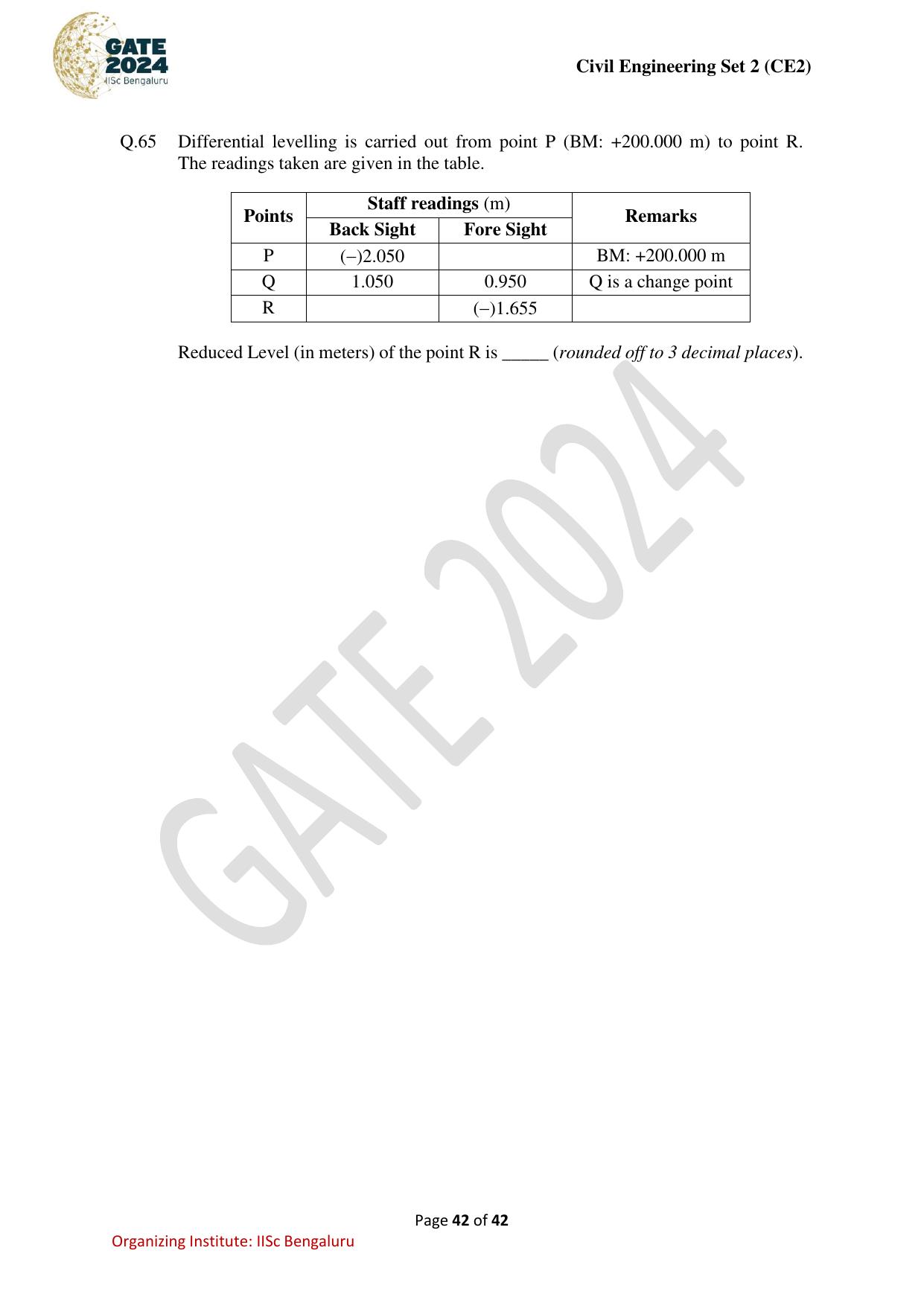 GATE 2024 Civil Engineering (CE-2) (Afternoon) Question Paper - Page 42