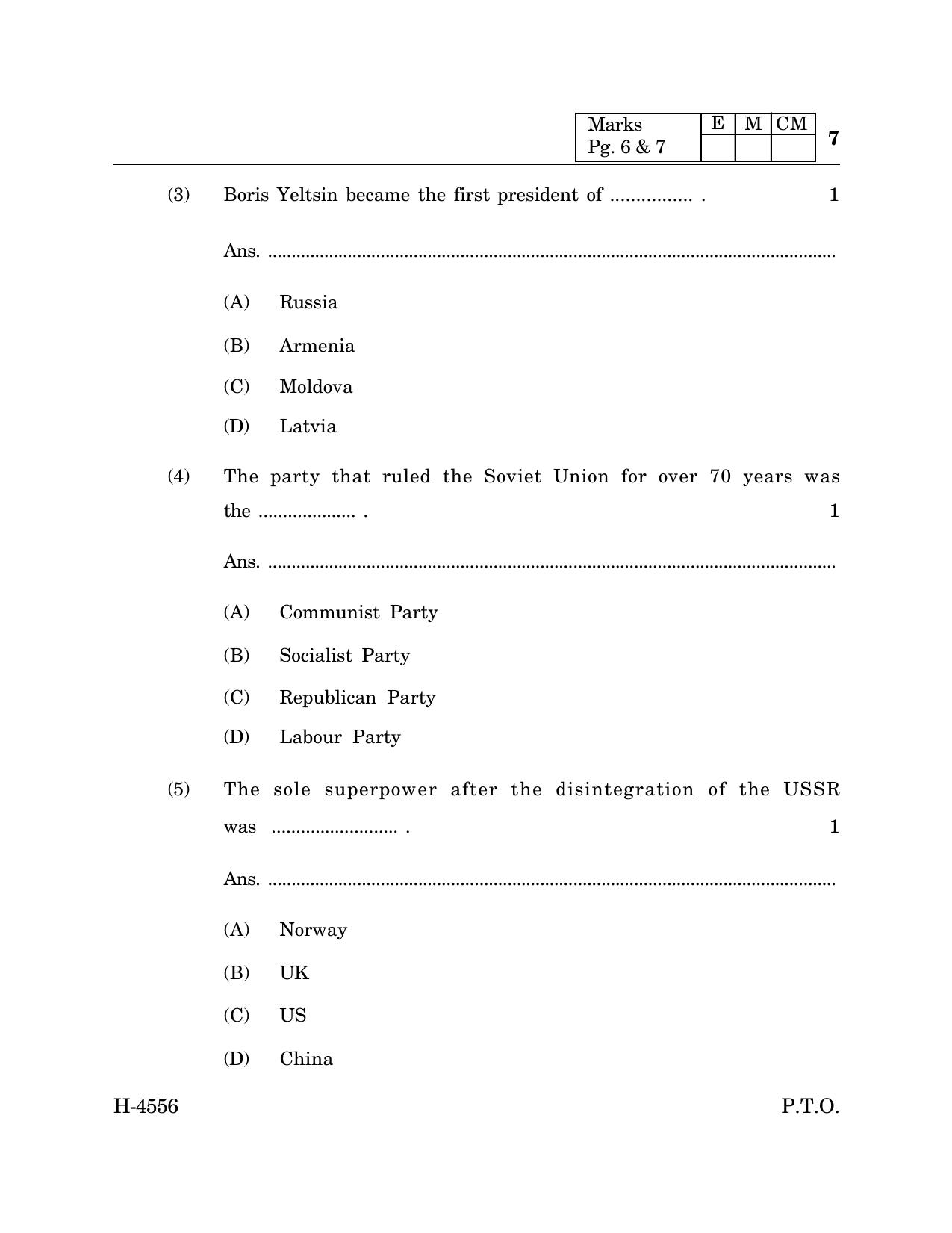 Goa Board Class 12 Political Science (CWSN) (March 2024) Question Paper - Page 7
