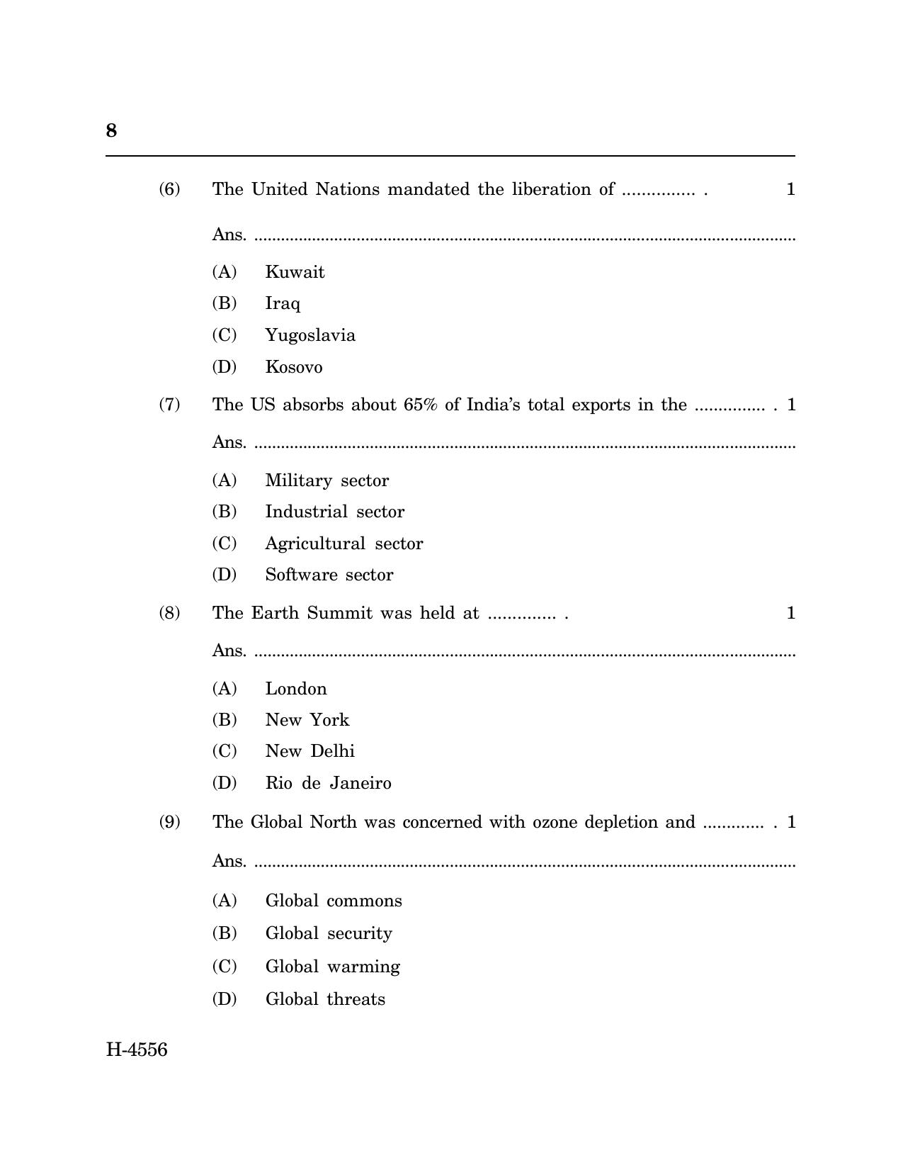 Goa Board Class 12 Political Science (CWSN) (March 2024) Question Paper - Page 8